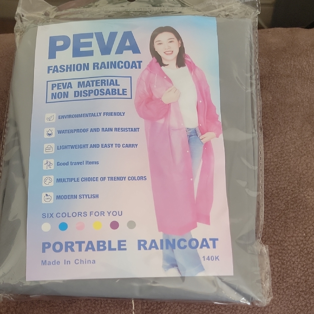Pink PEVA Fashion Raincoat